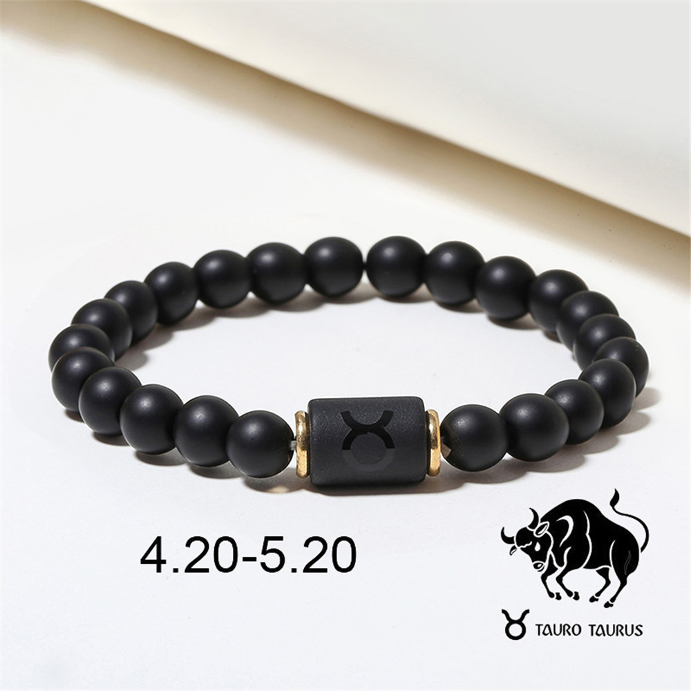Wholesale Jewelry 12 Constellation Pattern Black Frosted Agate Beaded Bracelet Nihaojewelry display picture 10