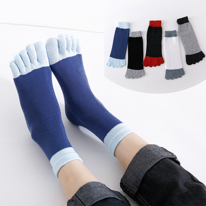 Aidixuan men's five-finger socks autumn and winter four seasons color matching toe socks breathable socks Aidixuan slippers socks