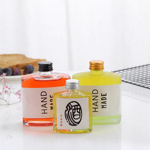 New Cold Brew Coffee Bottle, Trendy Milk Tea Bottle, Ins-Style Glass Bottle, Flat Square Small Wine Bottle, Homemade Fruit Wine Dispensing Bottle