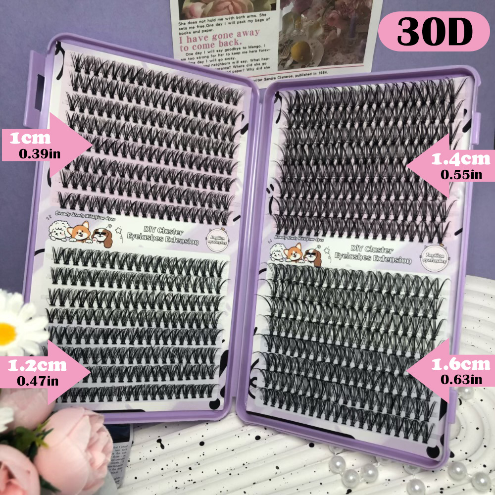 Comercio exterior diez filas 30D densas pestañas DIY un solo clúster de simulación natural ligera curva seccional autoinjerto pestañas falsas