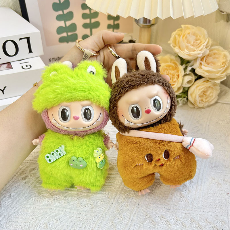 Clothes Only] 17cm Labubu Doll Clothes Pendant Labubu Doll Clothes Bear Bread Suit Frog Suit Cute