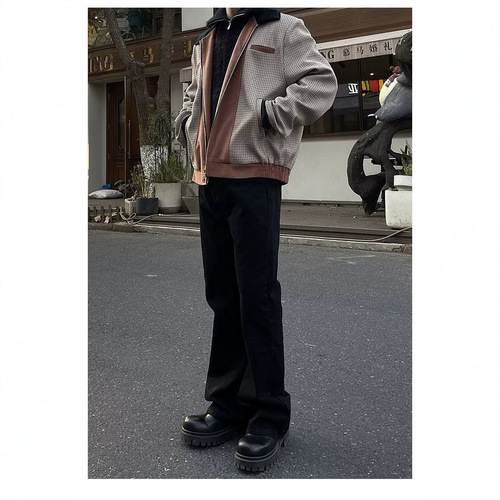 2025 Black Wash Retro Distressed Bootcut Straight Leg Flare Denim Pants Pure Black