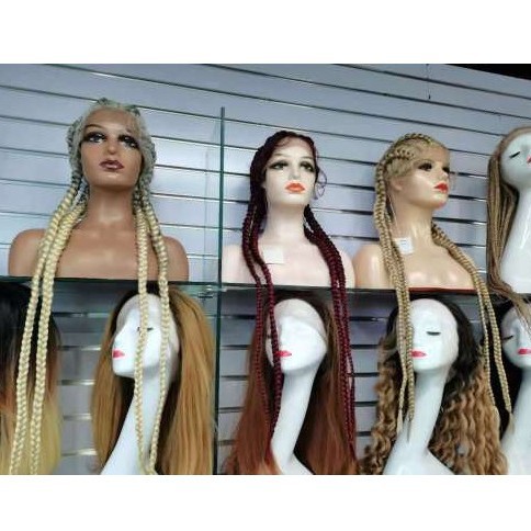 Europa y los Estados Unidos comercio electrónico transfronterizo Amazon frente encaje trenzado trenzado gran peluca europea y americana negro en stock 0032