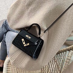 黒の超火の精巧な小さい包みの女性の2025新型の秋冬の高級感の軽い豪華な大衆の通勤は斜めに小さい方の包みを掛けます。