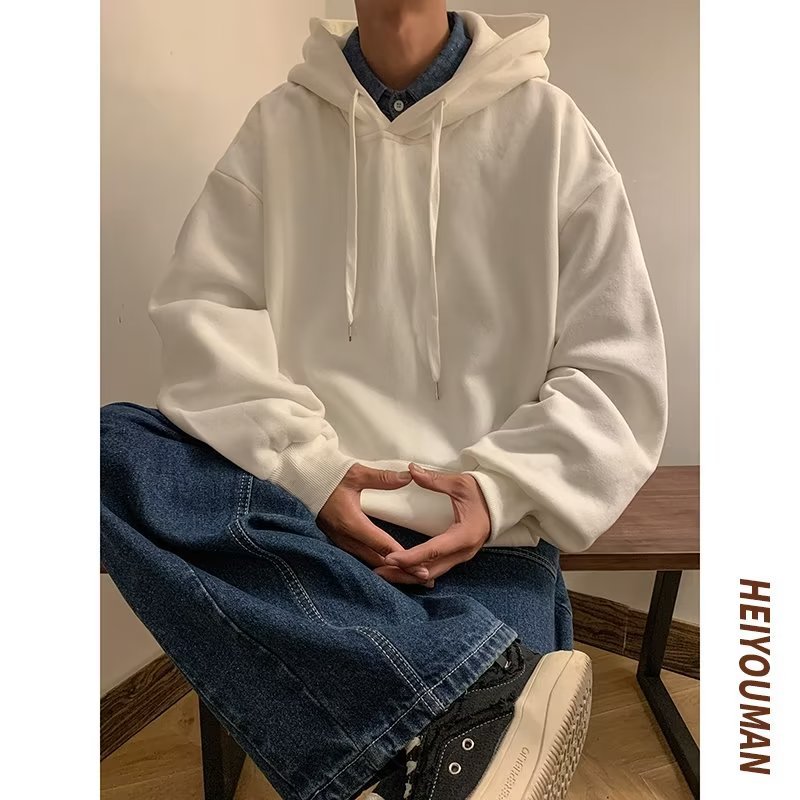 솔리드 컬러 다목적 후드 티셔츠 남성용 아메리칸 루즈 보이쉬 트렌디 탑 가을 캐주얼 자켓