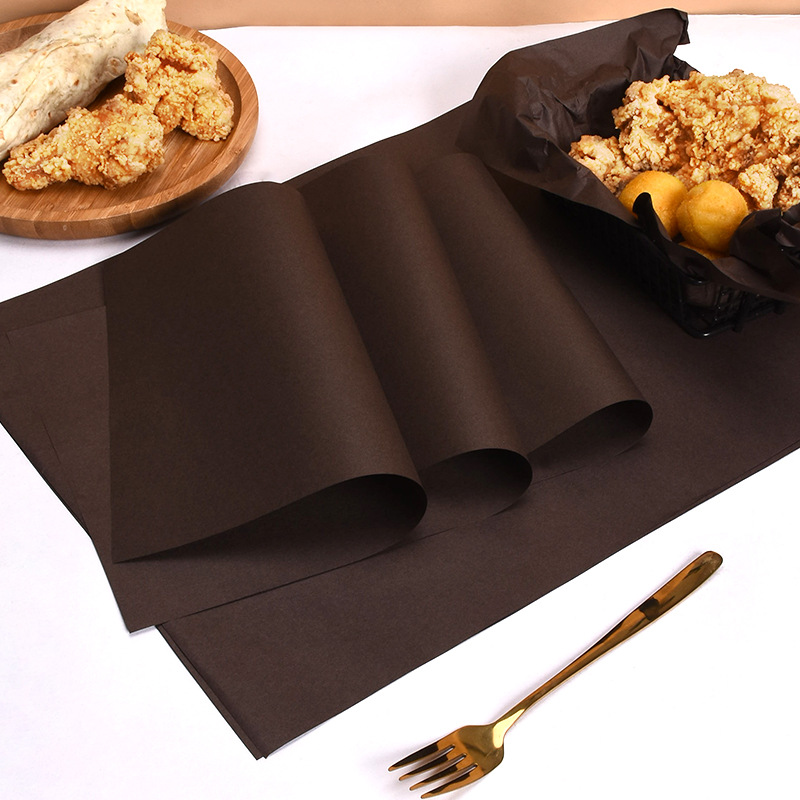 Pooh Grado 7 aceite para hornear a prueba de aceite de papel marrón barbacoa pollo frito pizza bandeja almohadilla de papel aperitivos fritos papel absorbente de aceite