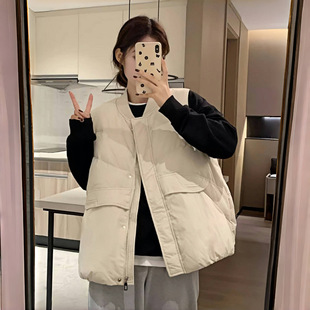 Cross-border Korean-style Cotton Vest Women's Short Autumn and Winter New Style Collar Loose Casual Vest Jacket