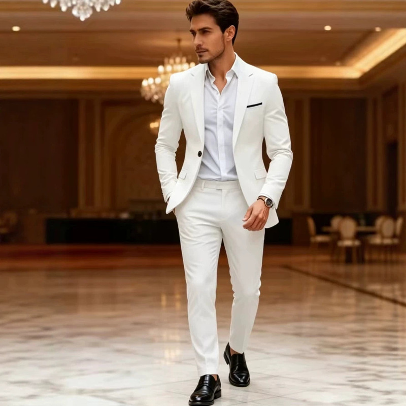 2026 Foreign Trade Men's Suit Set European and American Casual Suit and Pants Two-Piece Set Wedding Dinner Suit Jacket for Men