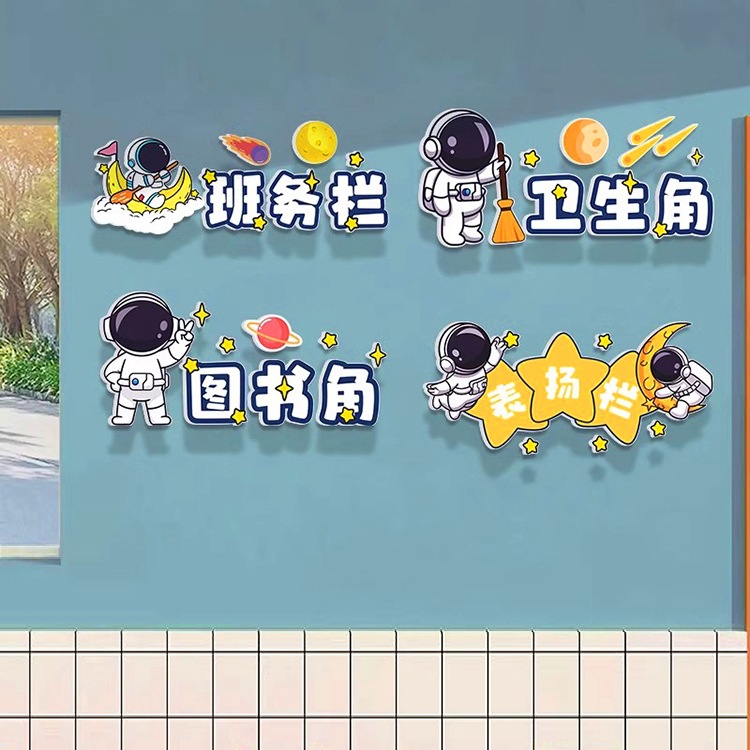 班级图书角布置装饰画小学幼儿园环创文化背景墙面教室卫生角贴纸
