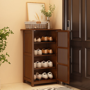 Shoe Cabinet Sitting Stool Integrated Door Entrance Cabinet Sitting Household Indoor New Chinese Storage Cabinet Shoe Rack with Drawer
