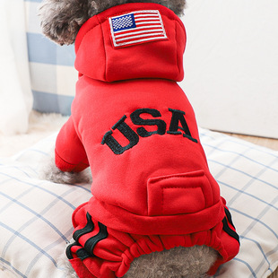 [Manufacturer] dog clothes winter small dog four-legged clothes Teddy bullfighting bear with hat USA tide clothes
