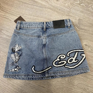 Cross-Border Y2K Street Retro Is Fashionable Short Skirt Harajuku Gothic Hip-Hop Letter Embroider Retro Blue Denim Skirt