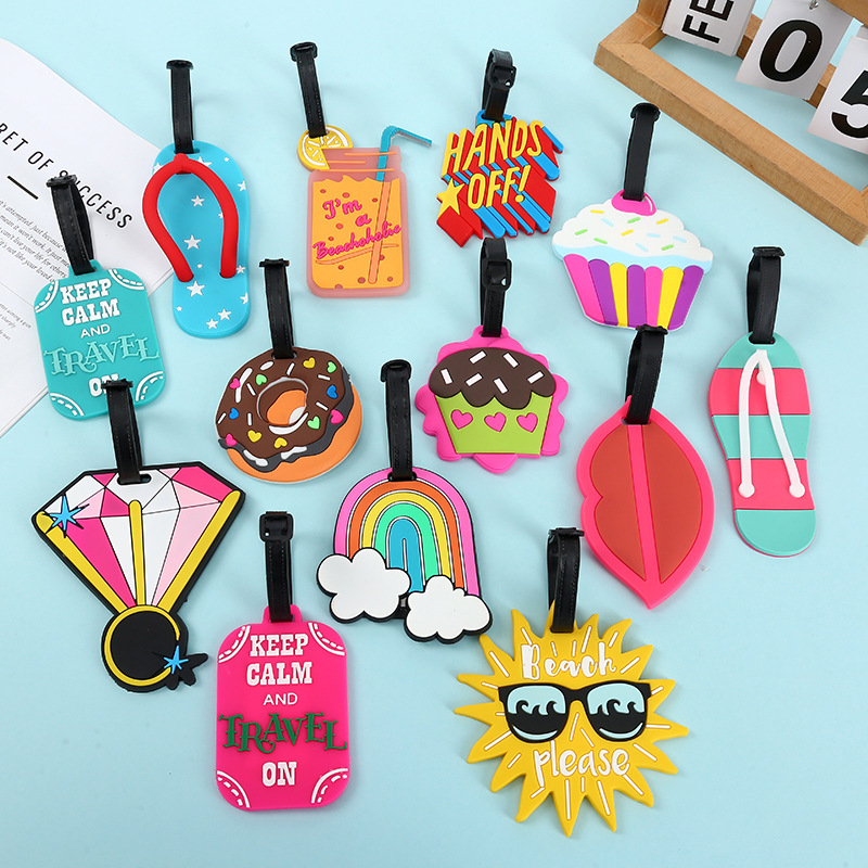 卡通硅胶行李牌可爱创意行李箱标识牌PVC软胶吊牌创意小挂件装饰