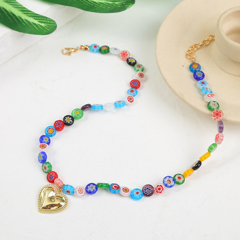 Fashion Heart Shape glass Beaded Womenu0027S Pendant Necklace 1 Piece