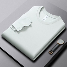 205G新氧棉净版长袖t恤衫休闲百搭经典圆领纯色简约打底男士上衣t