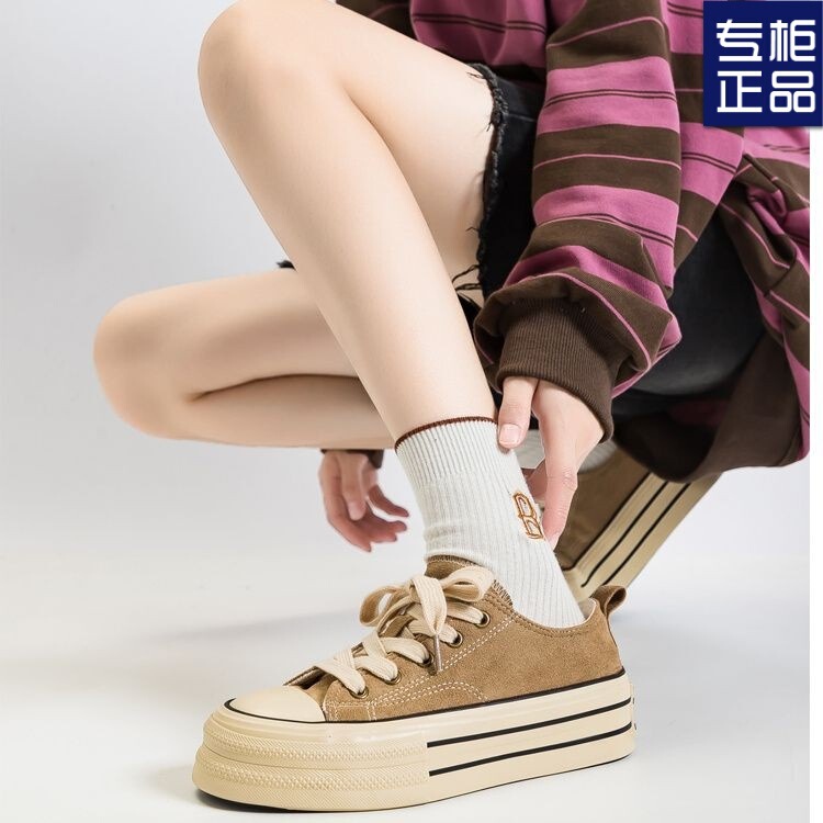 现货2025年春秋季新款厚底增高学生休闲板鞋女麂皮绒保暖鞋子|undefined