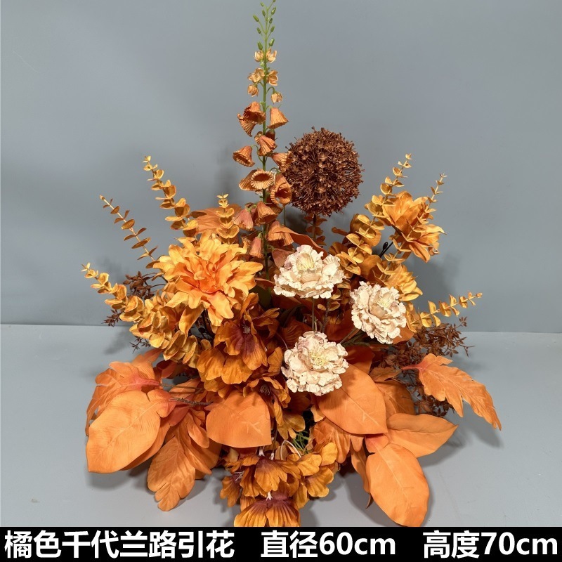 Flor de la boda de la flor Chiyeya rosa roja fila de orquídeas fila de flores bosque escena de compromiso decoración de la boda fondo de decoración