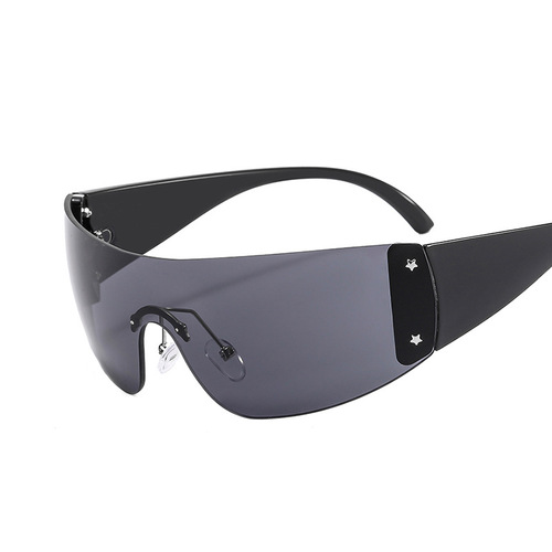  New European & American Y2K Five-Pointed Star Jumpsuit Sunglasses | Frameless '90s Chic Millennium Shades | Cross-Border Sports Eyewear