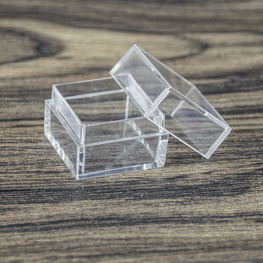 2,5 cm Mini caja cuadrada transparente de grado alimenticio caja de plástico medicina cosmética caja cuadrada de embalaje en stock