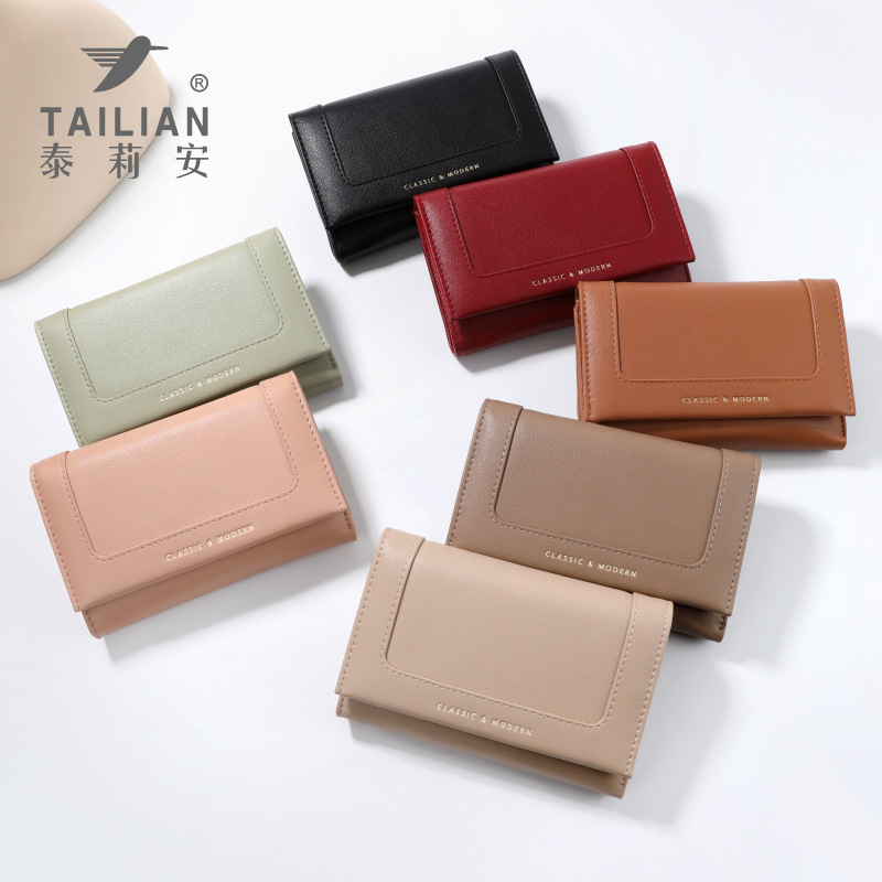 Nuevo tipo corto de cartera de damas, bolso en una cartera multi-tarjeta, cartera de gran capacidad, cartera casual de alto valor facial, cartera