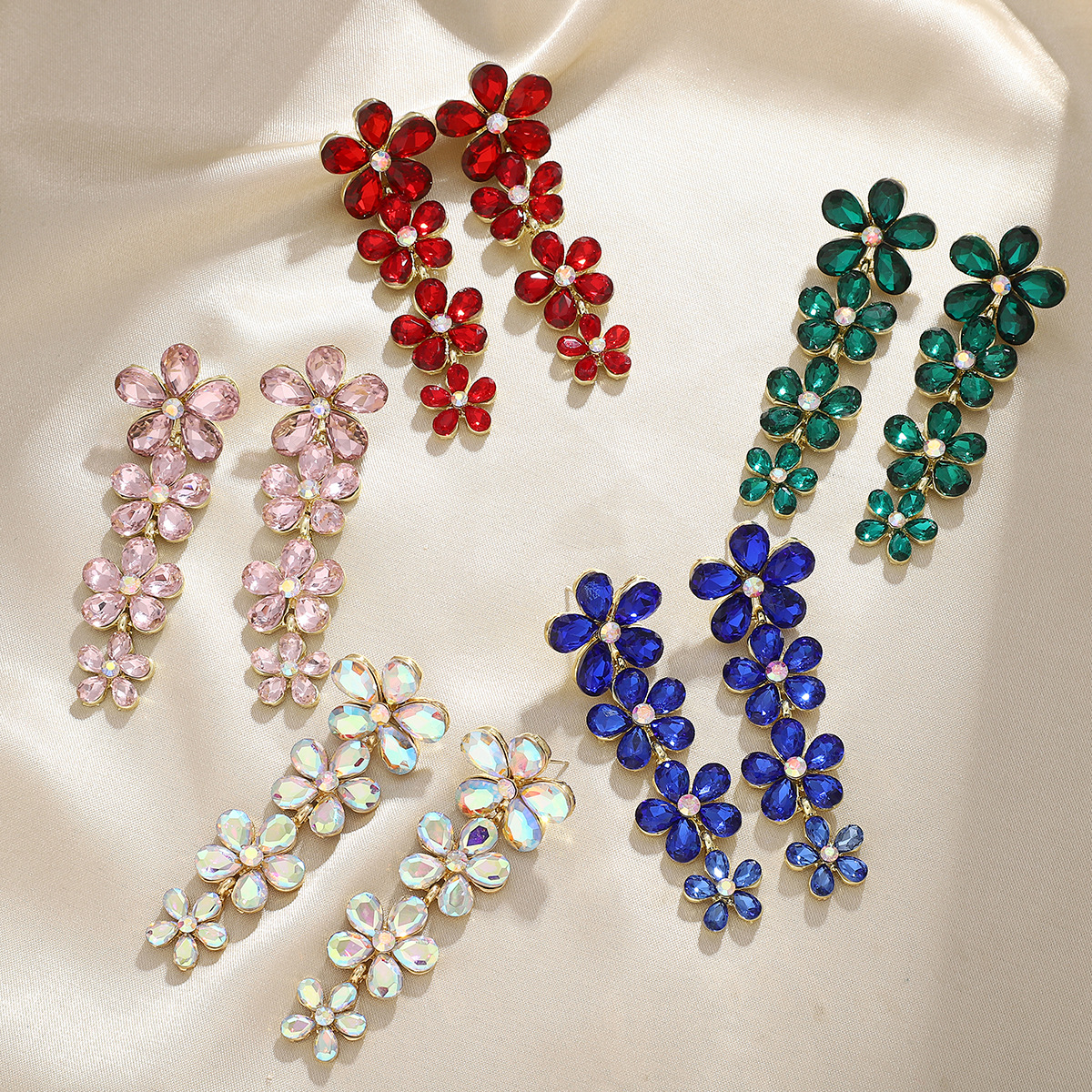 18g Weight Alloy Ear Needle Material Drop Earrings Classification 1 Pair Simple Style Flower Flowers Alloy Drop Earrings