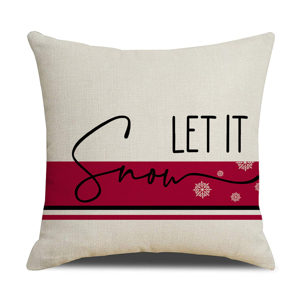 New Pink Cartoon Christmas Linen Pillow Cover Sofa Cushion Household Products Pillow Cover_voghion.com