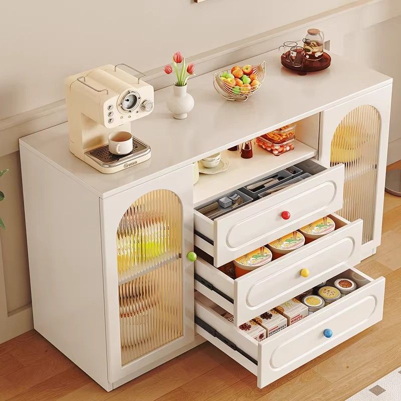Nailed Sideboard Household Solid Wood Tea Cabinet Living Room Storage Cabinet Cream Style Kitchen Cabinet Storage Cabinet