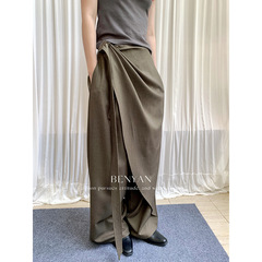 BENYAN本言 法式复古小众设计绑带长款裙裤秋季新款休闲裤女82326