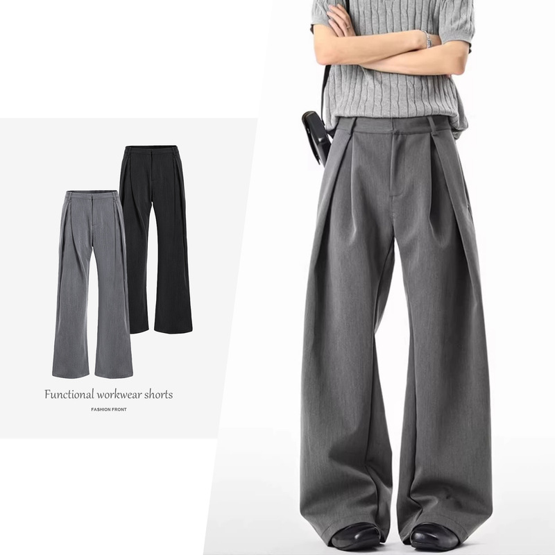 【Csmy】Jiul 【High-End Version】Three-Dimensional A-Line Silhouette Double-Layer Pleated Knife-Cut Trousers Loose-Fitting Long Pants 【Csmy】Jiul 【High-End Version】Three-Dimensional A-Line Silhouette Double-Layer Pleated Knife-Cut Trousers Loose-Fitting Long Pants