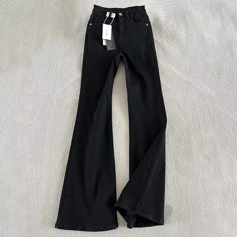 Elastic Trendy Brand Plus-Size Black Flared Jeans for Men, 2025 New Spring/Autumn American High Street Vibe Elastic Trendy Brand Plus-Size Black Flared Jeans for Men, 2025 New Spring/Autumn American High Street Vibe