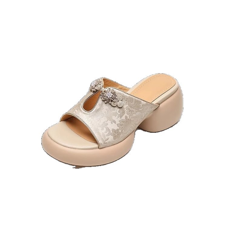 2026 nuevo estilo chino chino de verano de diapositivas de piel suave, muffins retro zapatillas de medio día image 5