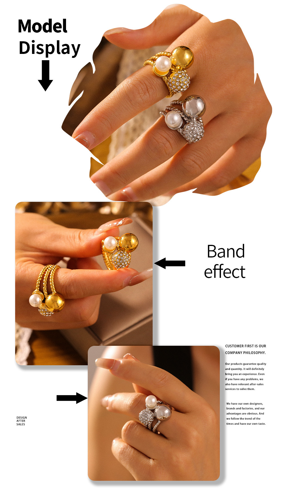 Imitation Pearl Retro Czech Diamond Round Bead Ring Titanium Steel Light Luxury Temperament Versatile Ring_voghion.com