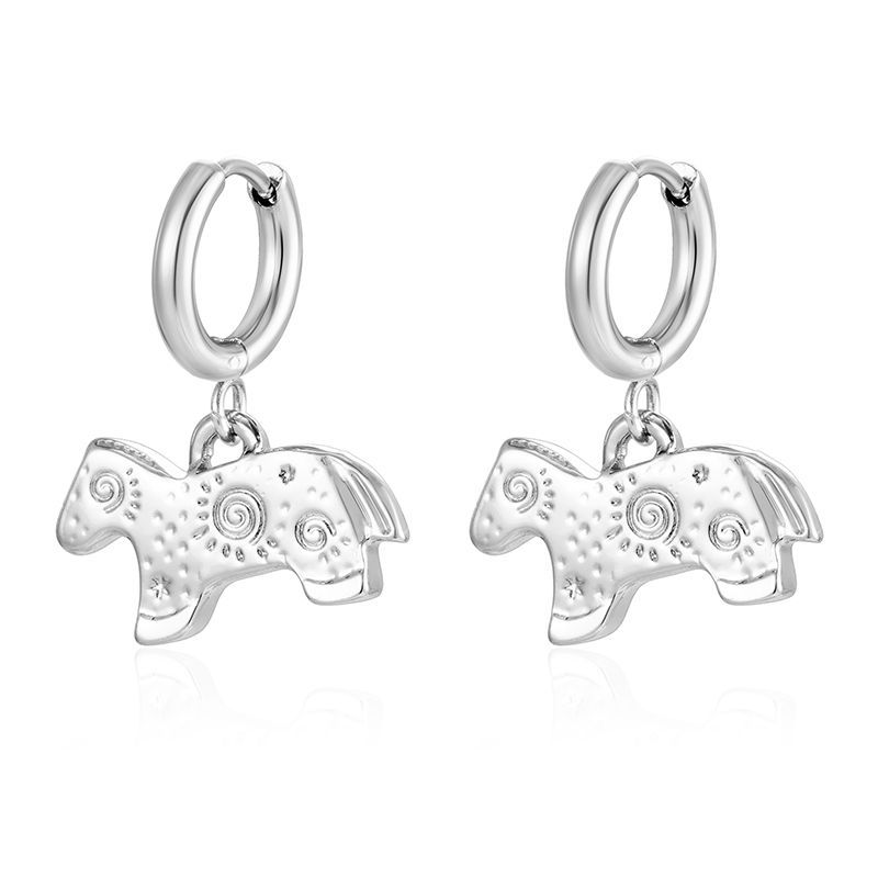 Pendientes colgantes de moda transfronteriza europea y americana, aretes redondos de acero inoxidable de todo fósforo, pendientes simples para mujer de 18K chapados al por mayor