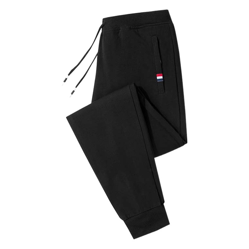 Primavera y otoño Mediados de cintura de color sólido casual juvenil algodón gris alto elástico sin cinturón pantalones sueltos ajustados Pantalones deportivos atados al tobillo