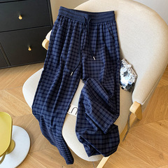 格子阔腿裤女2025新款秋季设计感直筒显瘦宽松百搭休闲慵懒风裤子