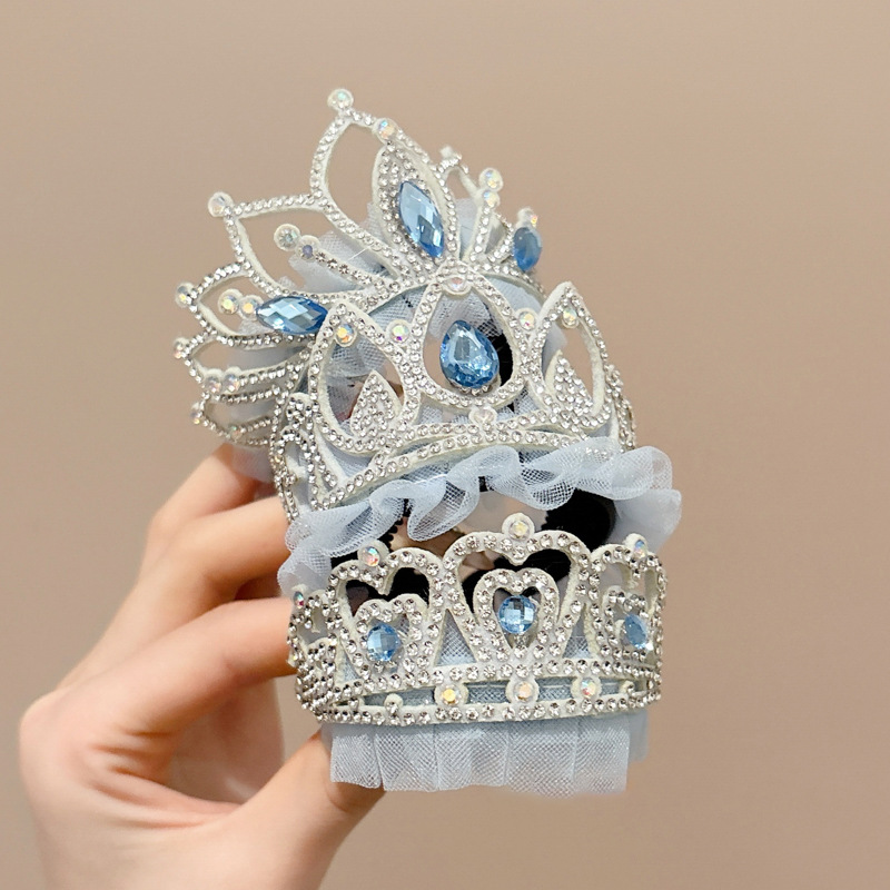 Bola de corona de hielo y nieve para niños, cabeza de placa, artefacto para el cabello, hebilla para el cabello, 2025, nuevo tocado de princesa para niñas, sin daño, horquilla