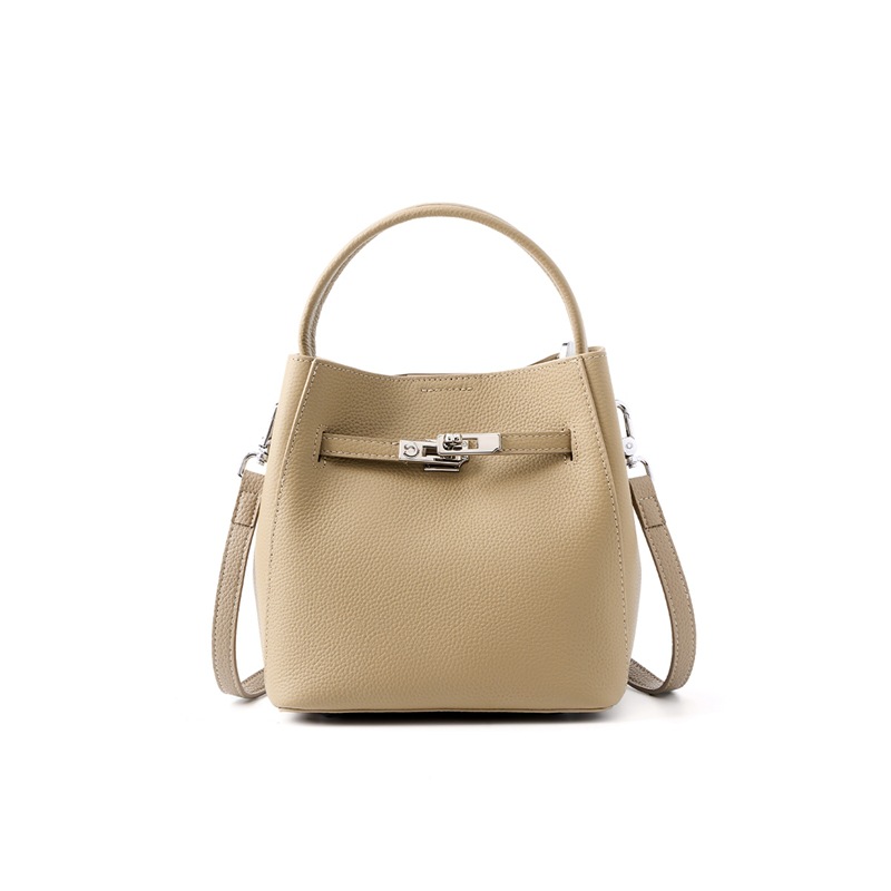 New Women's Genuine Leather Bucket Bag - Fashionable Commuter Versatile Designer Niche Crossbody Handbag - Thumbnail 7