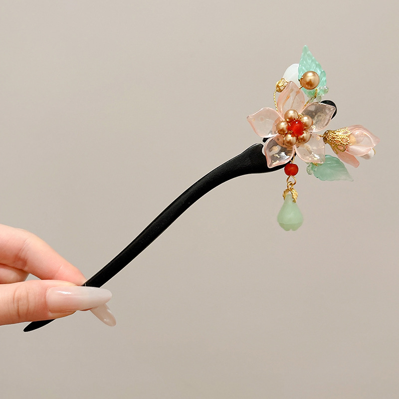 Horquilla estilo antiguo sentido de alta gama Horquilla de borla de sándalo chino Hanfu Traje antiguo Tapa para el cabello Suministro al por mayor Mujeres calientes