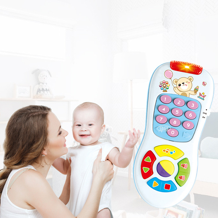儿童早教启蒙音乐灯光手机安抚止哭电话玩具多功能遥控器学习机