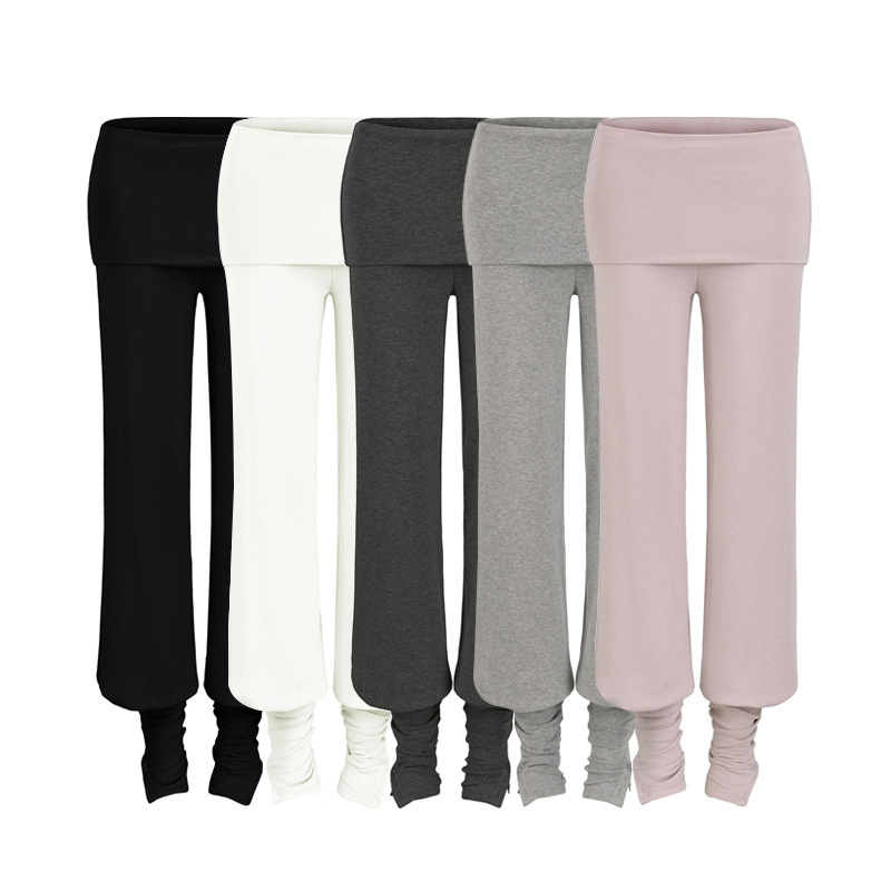 Loose-fitting sports yoga pants with detachable cuffs, casual narrow wide-leg long pants for women, summer