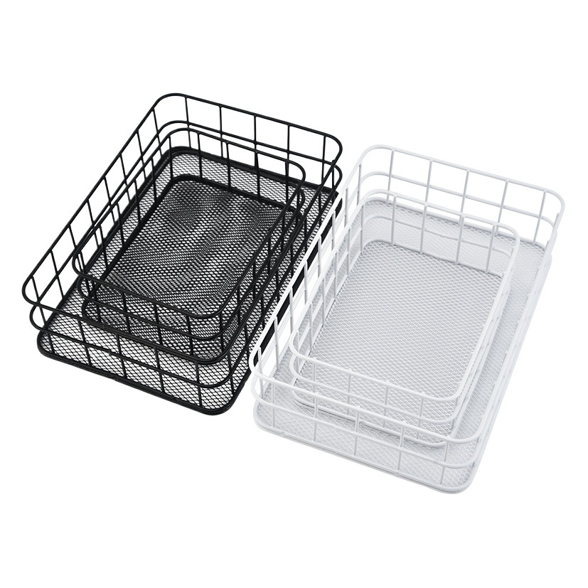 Factory wholesale Nordic iron storage basket cosmetics storage box desktop snack basket mask storage basket sundries frame