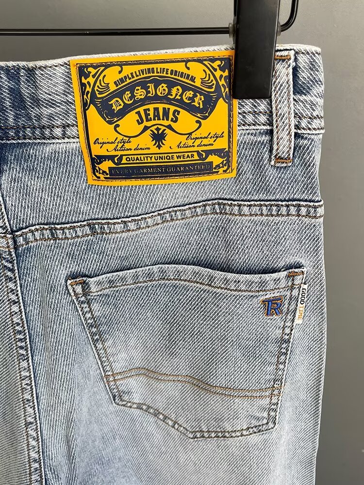 Men's Premium Slim Straight Stretch Jeans With Embroidery Durable_voghion.com