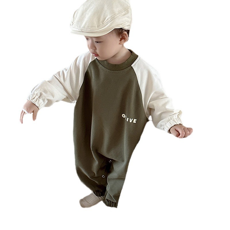Mono para Bebé Estilo Otoñal, Ropa Infantil Coreana, Pelele con Bloques de Color para Bebés, Mono para Niños, Ropa Otoñal para Niñas