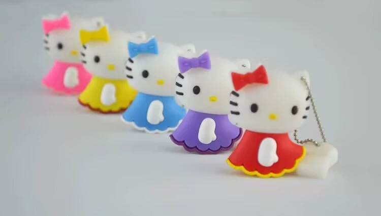 USB флеш-накопитель Hello Kitty, силикон/ПВХ брелок, ёмкости 1 ГБ–1 ТБ