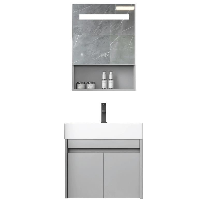 Nuevo espacio gabinete de baño de aluminio baño lavabo gabinete combinación pequeño apartamento lavabo integrado de cerámica mesa de lavado