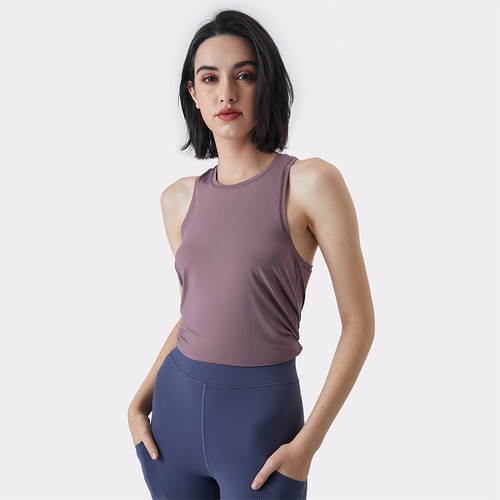 Yoga vest women's loose breathable quick-drying sleeveless sports cover-up summer antibacterial outer wear running fitness clothing top