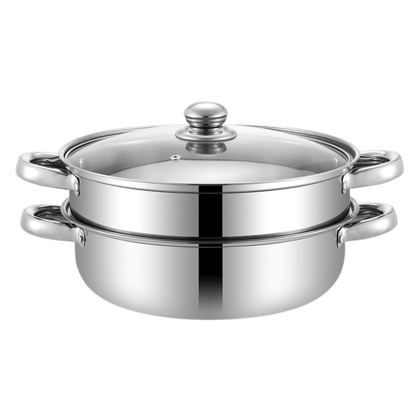 Thickened 28cm Multifunctional Stainless Steel Steamer, Multi-Purpose Double-Layer and Three-Layer Soup Steamer, Multi-Layer Household Hot Pot