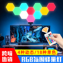 跨境热销氛围灯量子蜂巢灯LED小夜灯创意拼接六边形室内装饰批发