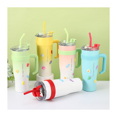 跨境304不鏽鋼吸管巨無霸40oz汽車杯手柄冰霸杯保溫杯高顏值水杯