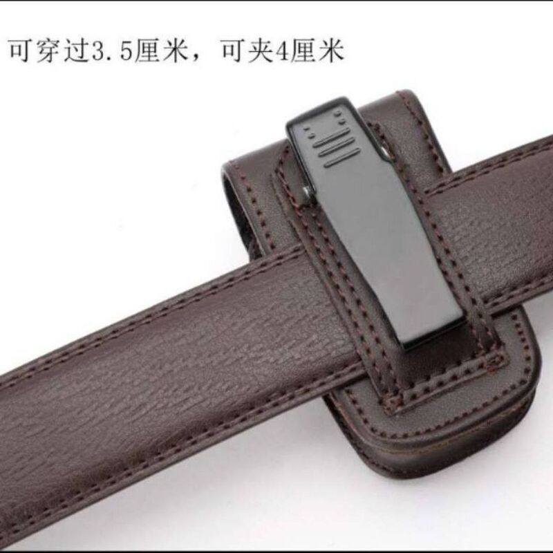 Glossy Black Genuine Leather Folding Mirror Case, Portable Unisex Lighter Holder, Can Be Worn on the Waist, Can Hold Glasses and Store Items